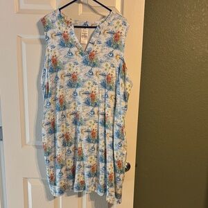 Disney Cruise Line Blue Floral Midi Dress